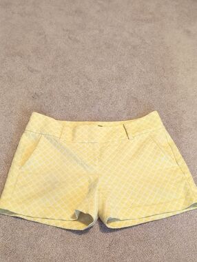 Ann Taylor Yellow Diamond-Print Bermuda Shorts
